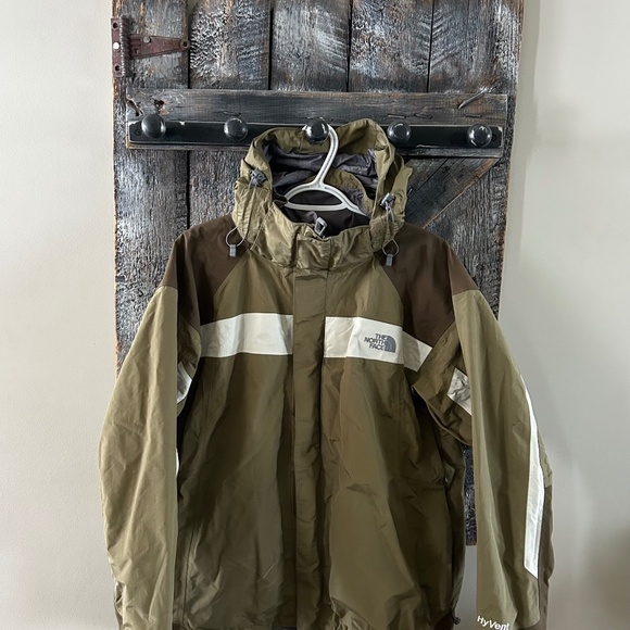 Men's North Face Full Zipper Jacket Greeny/Brown & White - Size Medium - Picture 1 of 3